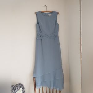 Numbersea Mother of the Bride chiffon dress, dusty blue, size 10